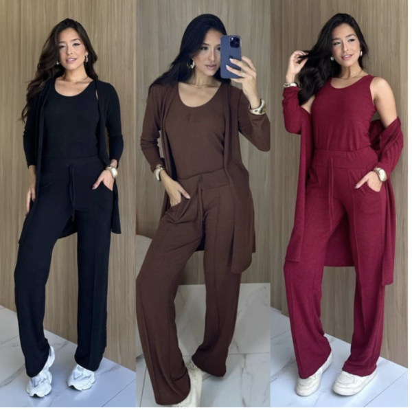 Conjunto Femenina liso 3 peças Lãzinha