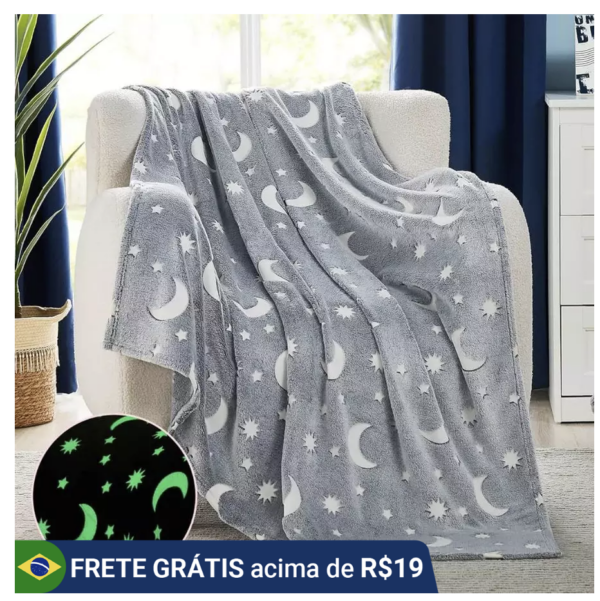 Manta Brilha No Escuro 1,80x2,00 Mt (Varias Cores)