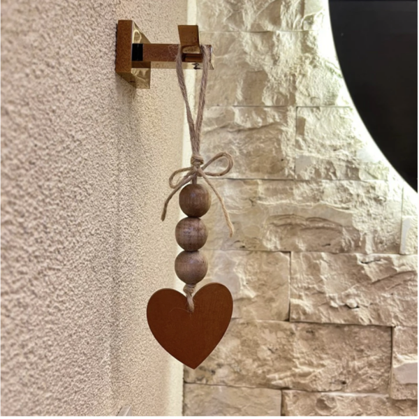 Enfeite coração pingente decorativo madeira porta estante mesa decoração sala cozinha banheir