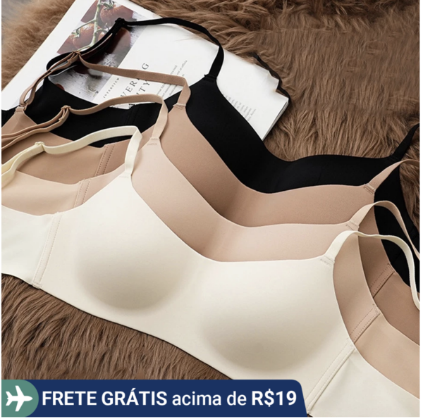 Moda Beleza Costas Lingerie Sutiā Cor Sólida Sem Costura