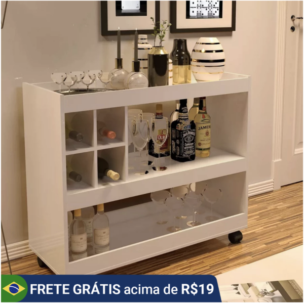 Aparador Bar Buffet Para Sala Com Adega E Rodízios 4050 - Várias Cores