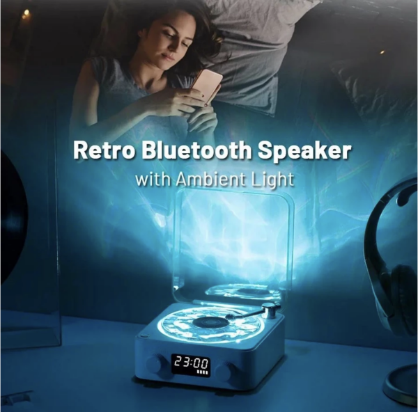 KAWOO Retro Branco Ruído Alto-Falantes Bluetooth Portátil Vintage Falante Subwoofer Com RGB Relógio Display Suporte TF