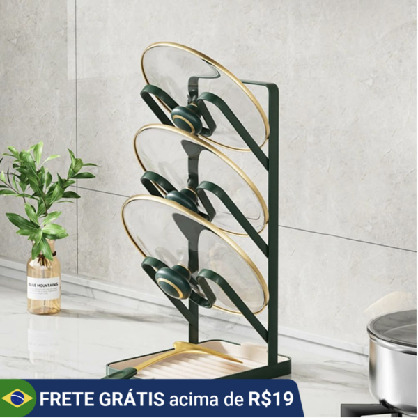 Suporte para Tampas de Panelas e Talheres multiuso