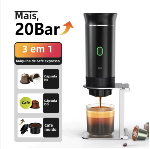 Cafeteira Elétrica Portátil 3 em 1 Esquenta Água Café Espresso