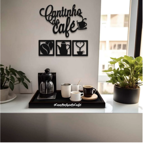Kit Cantinho do Café com Bandeja Decorativa Manhã
