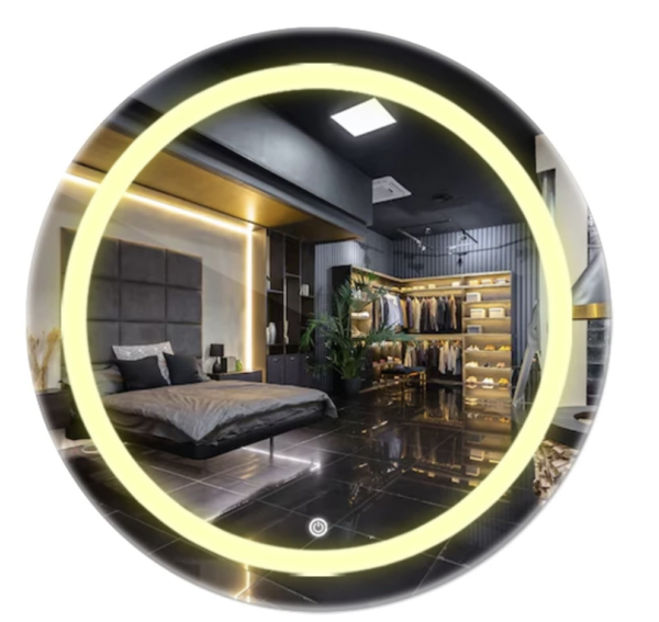 Espelho Redondo Jateado Grande Personalizado com Led Lapidado Decoração Parede Salão Beleza