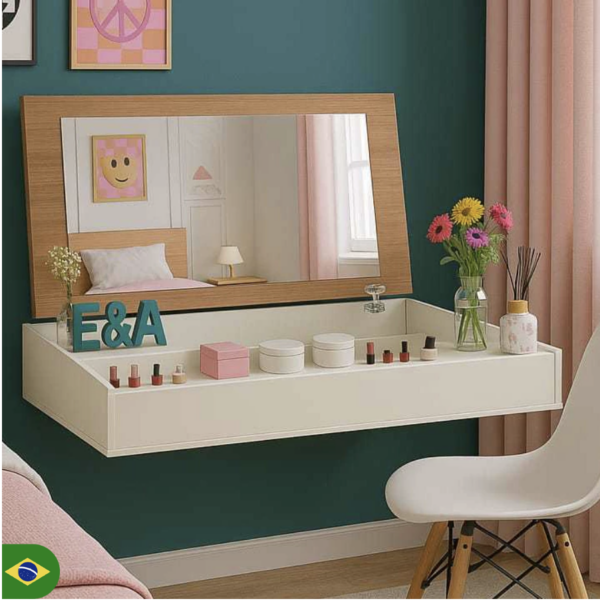 Penteadeira Suspensa Com Espelho 70CM Console Camarim E&A - Cores