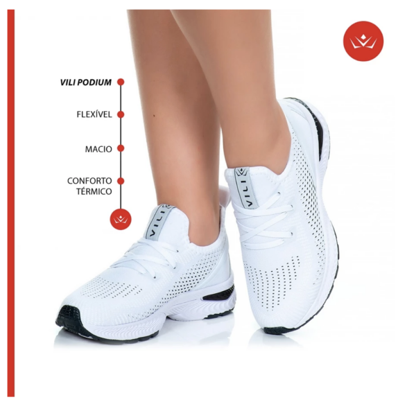 Tênis Feminino Vili Podium Caminhada Academia Branco