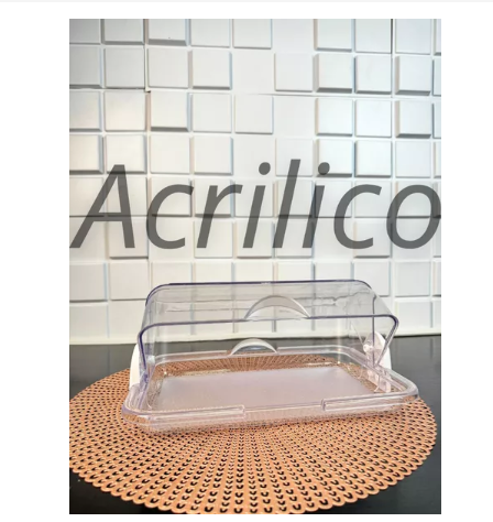 Porta Pão Luxo Cristal Tampa Basculante