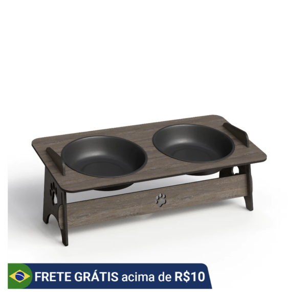 Comedouro Bebedouro Gato e Cachorro Elevado Pet Mdf