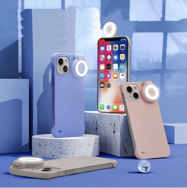 Capa com Ring Light Luz Selfie integrado para o iPhone 14 Pro