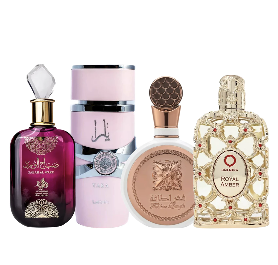 Kit 4 Perfumes Femininos Árabes 100ml Embalagem de Vidro Lacrado