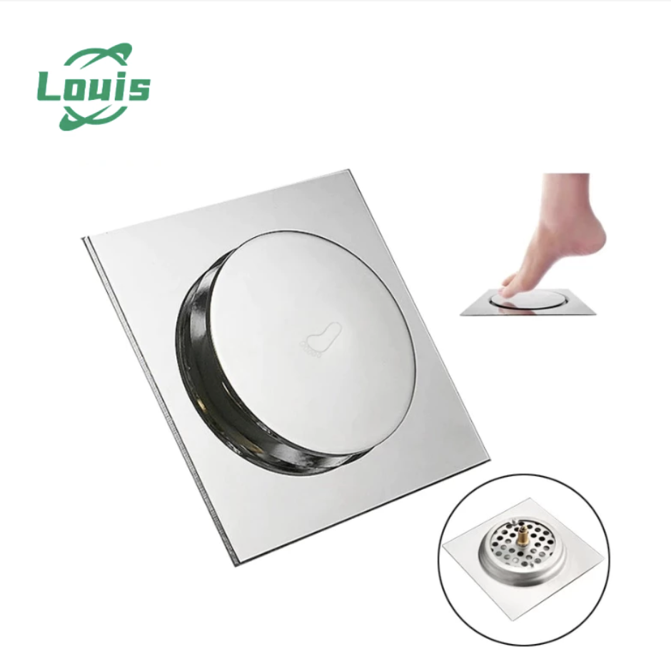 Ralo Click Inteligente 15x15 Cm Quadrado Inox Veda Cheiro Banheiro Casa Cozinha