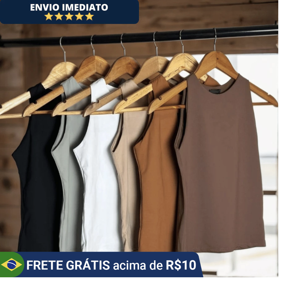Regata Blusinha Feminina Suplex Duplo Básica Elegante Blogueira Tendencia (diversas cores)