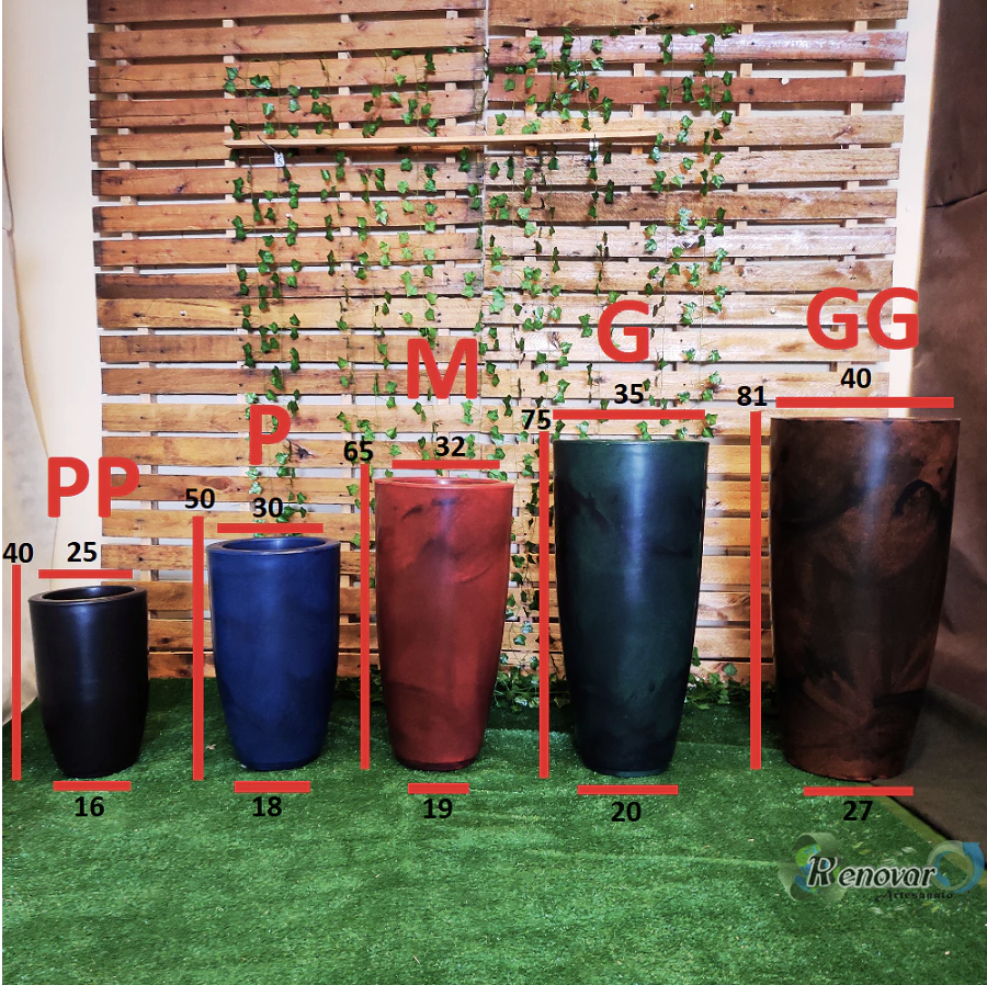 Vaso De Planta Grande Cone Brilhante Luxo Decorativo Escolha a Cor e Tamanho Desejado (diversas cores)