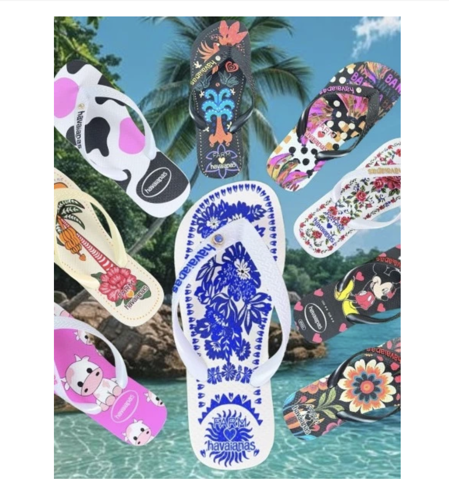 Chinelo Feminino Estampado Com Tira Grossa Para Um Toque farm Alegria Envio Rápido