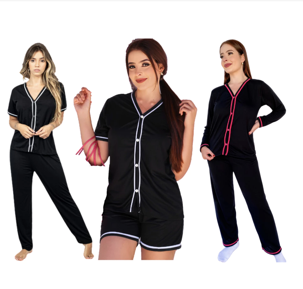 Pijama Feminino Aberto Adulto Baby Doll Americano Luxo (outras cores)