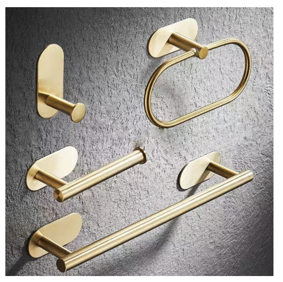 Kit Acessórios Banheiro Cabide Toalheiros Papeleira 4 Peças Dourado (outras cores)