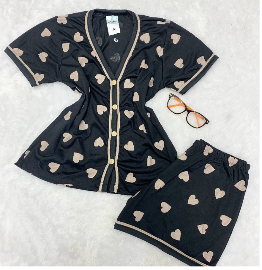 Píjama Americano Feminino Gola V Com Botões Amamentação Blogueira Malha Premium (outras cores)