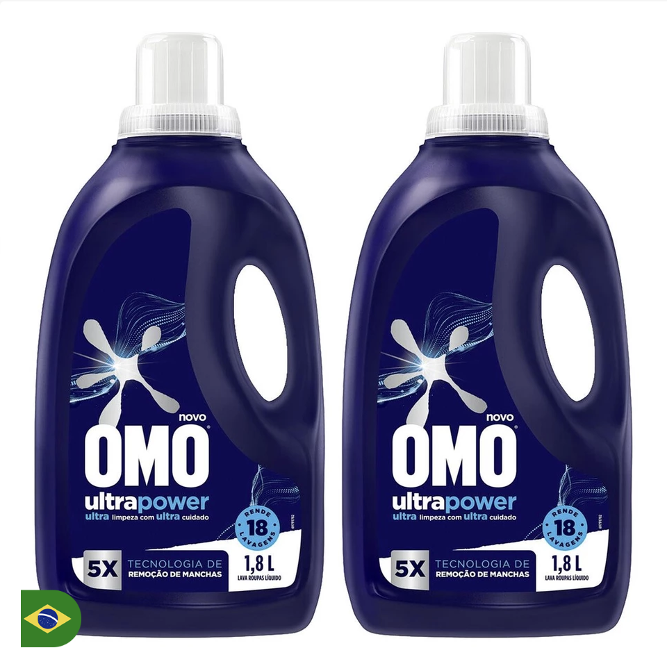 Kit 2 Lava-Roupas Líquido Omo Ultra Power 1,8l
