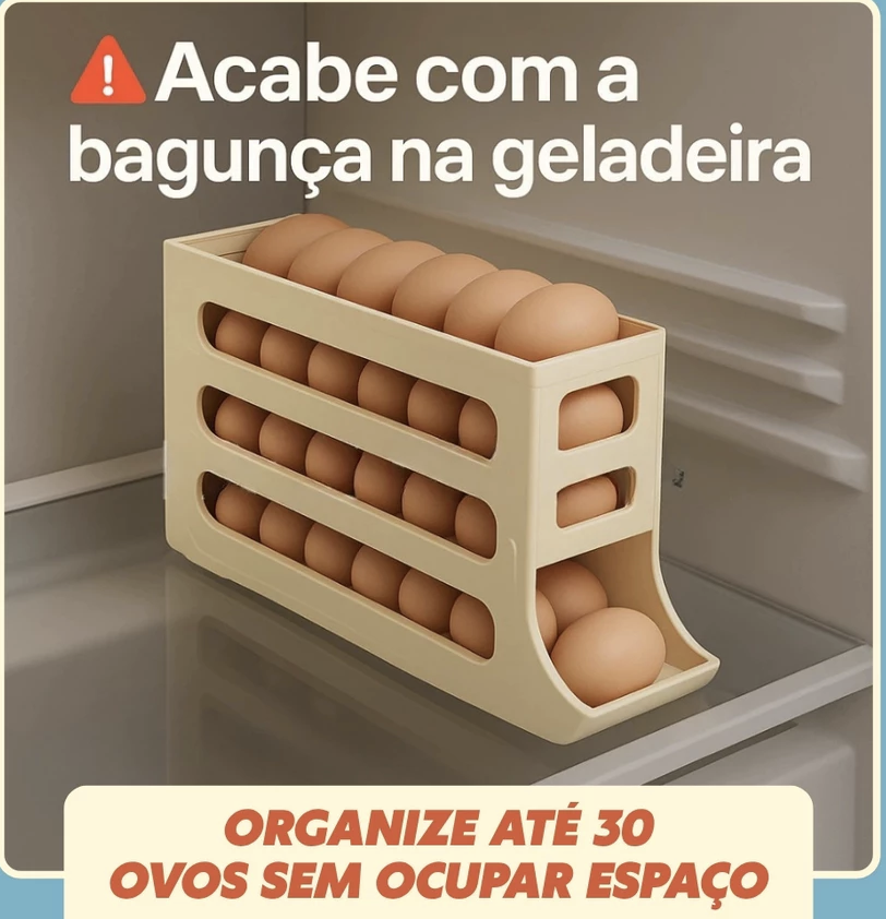 Dispenser Porta Ovos 4 Andares Para Geladeira 30 Ovos Empilhável Organizador Prático Cozinha