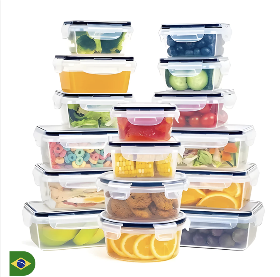 Conjunto De 16 Potes Herméticos Croix Com Tampa E Trava