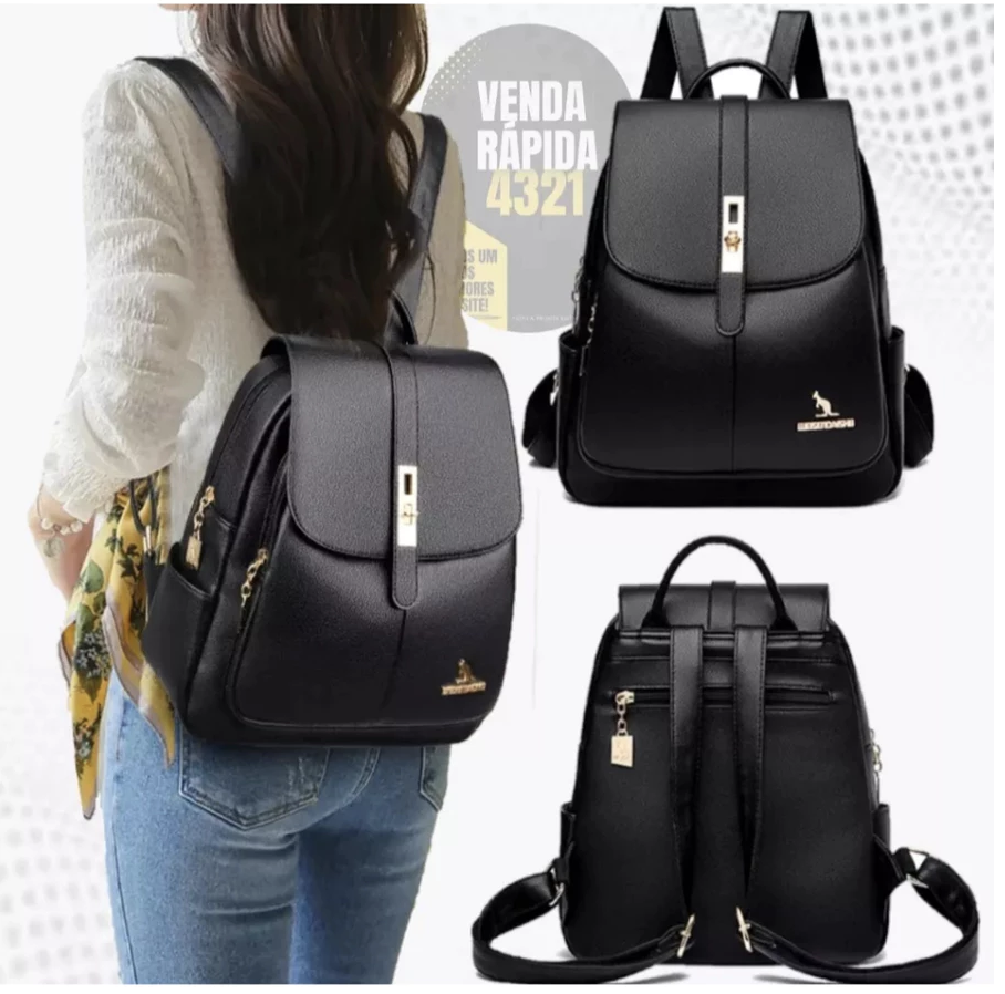 Mochila feminina de couro MAIQIDAISHU altíssima qualidade (outras cores)