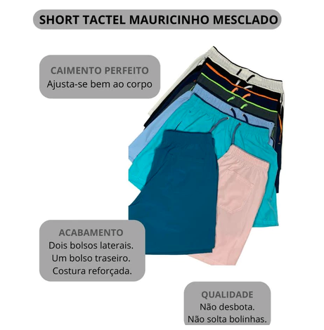 Kit Shorts Tactel Masculino Lisa Bermuda Premium Piscina Academia Corrida Treino Lazer Praia Casa