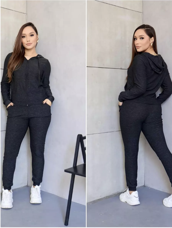 Conjunto Feminino Lanzinha Com Capuz e Bolso e Ziper (outras cores)