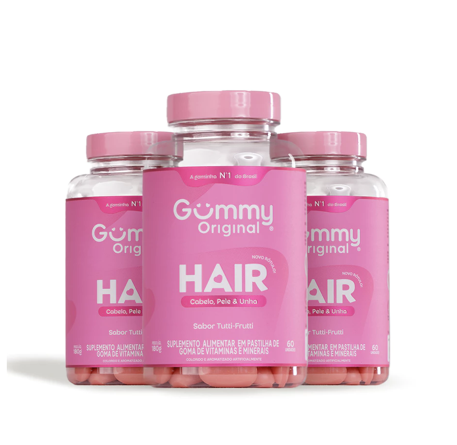 Kit 3 Gummy Hair - Vitamina para Cabelo e unhas em goma (outros sabores)