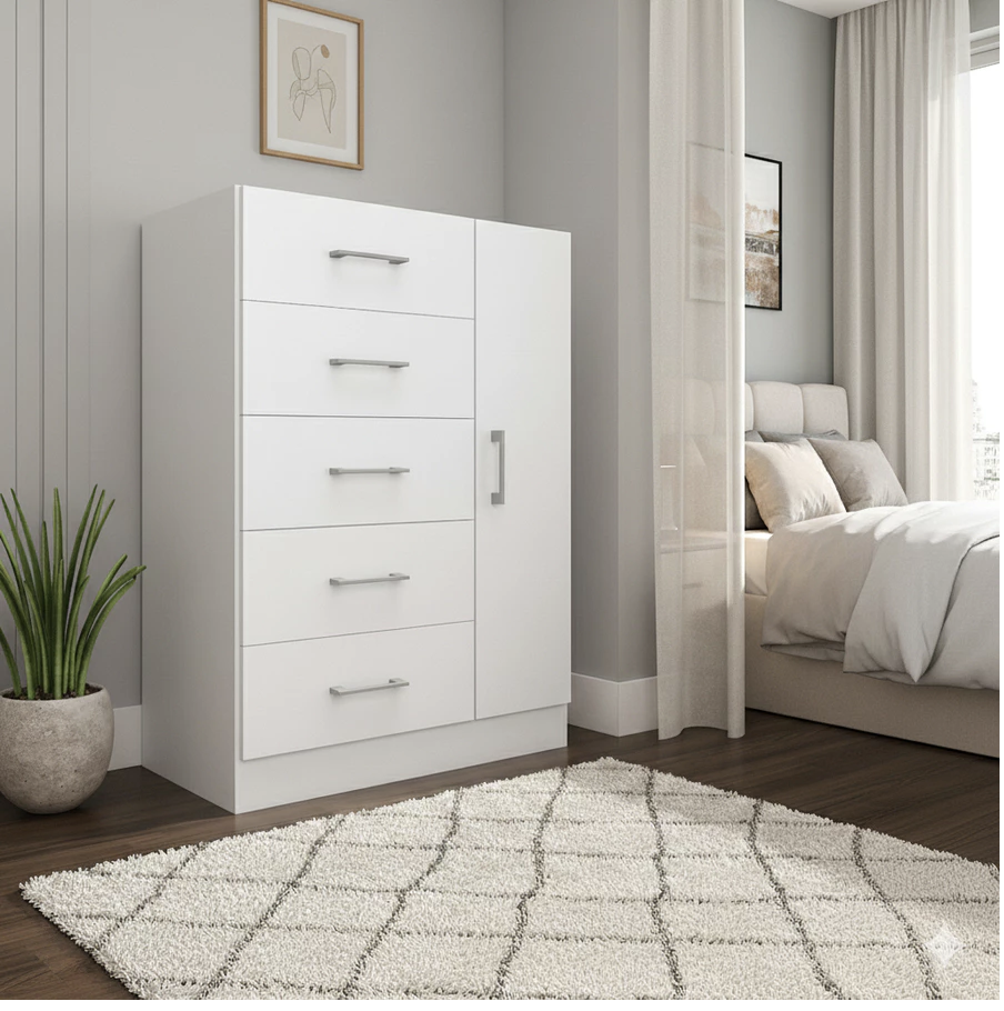 Cômoda Miami 5 Gavetas 1 Porta Sapateira Shark Móveis (outras cores)